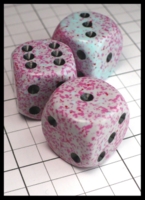 Dice : Dice - 6D - Blue light with Pink Speckles with Balck Pips - Antique Store 2024